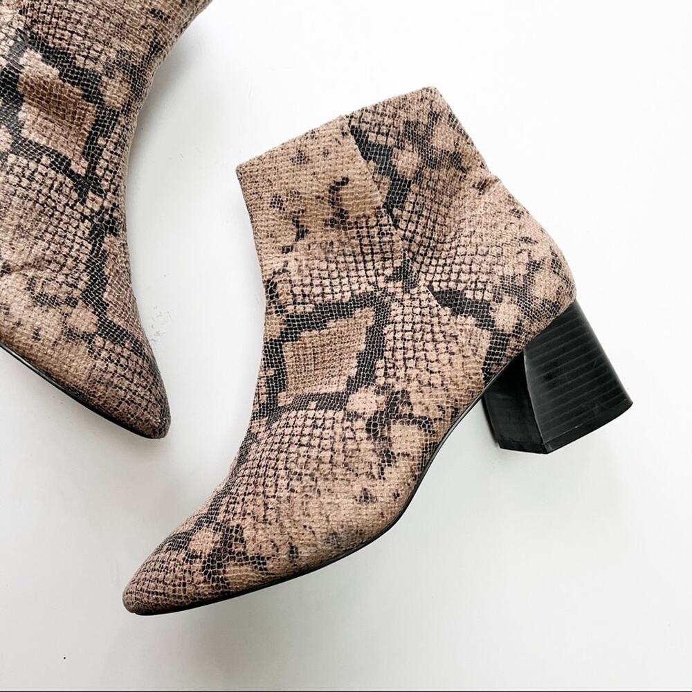 TOPSHOP Babe Snake Print Block Heel Ankle Boot